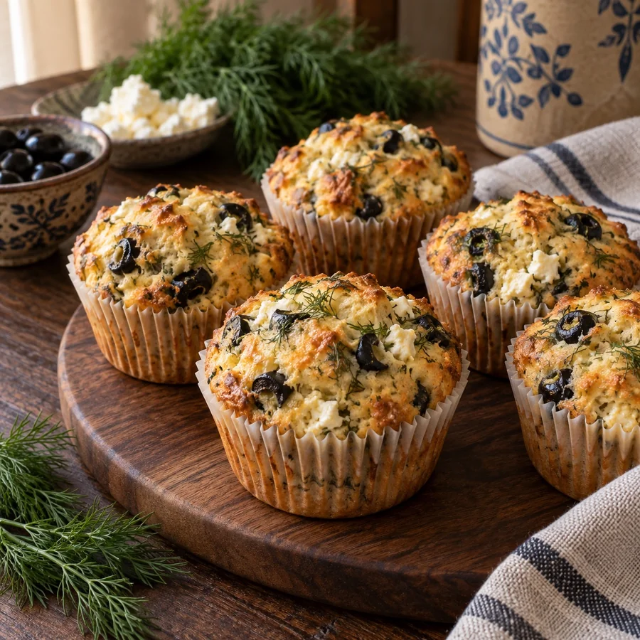 Zeytinli Peynirli Dereotlu Muffin